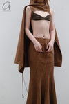 OUDE WAAG Washing Denim Fish Tail Skirt OW-23SS-SK04 reddish brown